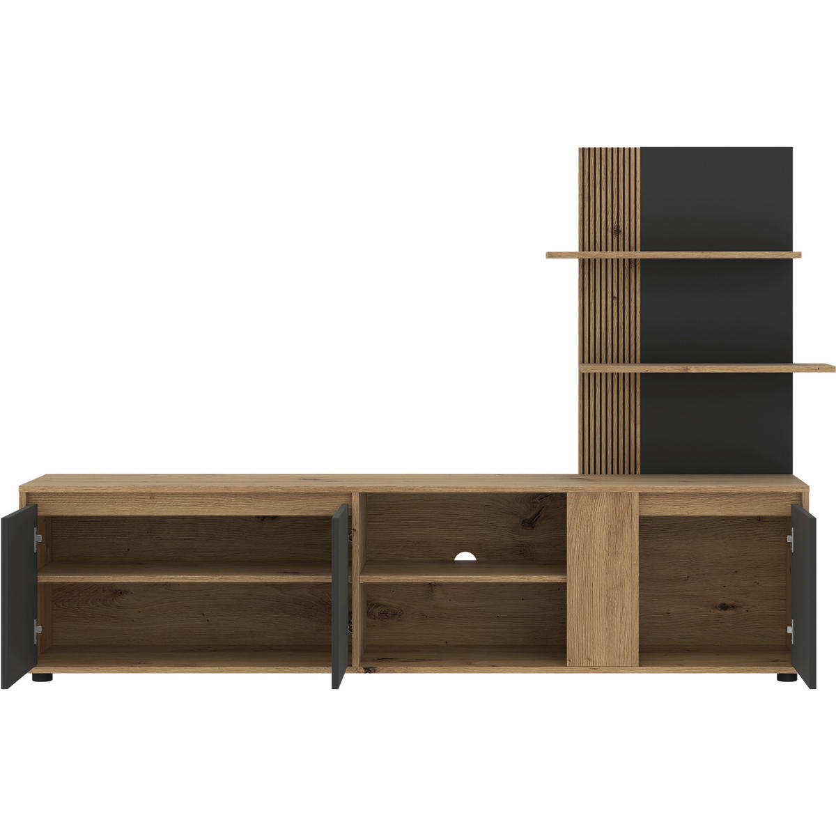 WOHNWAND 2-teilig  in Anthrazit, Eiche Artisan  202/133/40 cm  - Anthrazit/Eiche Artisan, Design, Holzwerkstoff (202/133/40cm) - Livetastic