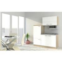 KÜCHENBLOCK 160 cm   Weiss, Eichefarben  - Weiss/Edelstahlfarben, Basics, Holzwerkstoff/Metall (160cm) - Respekta