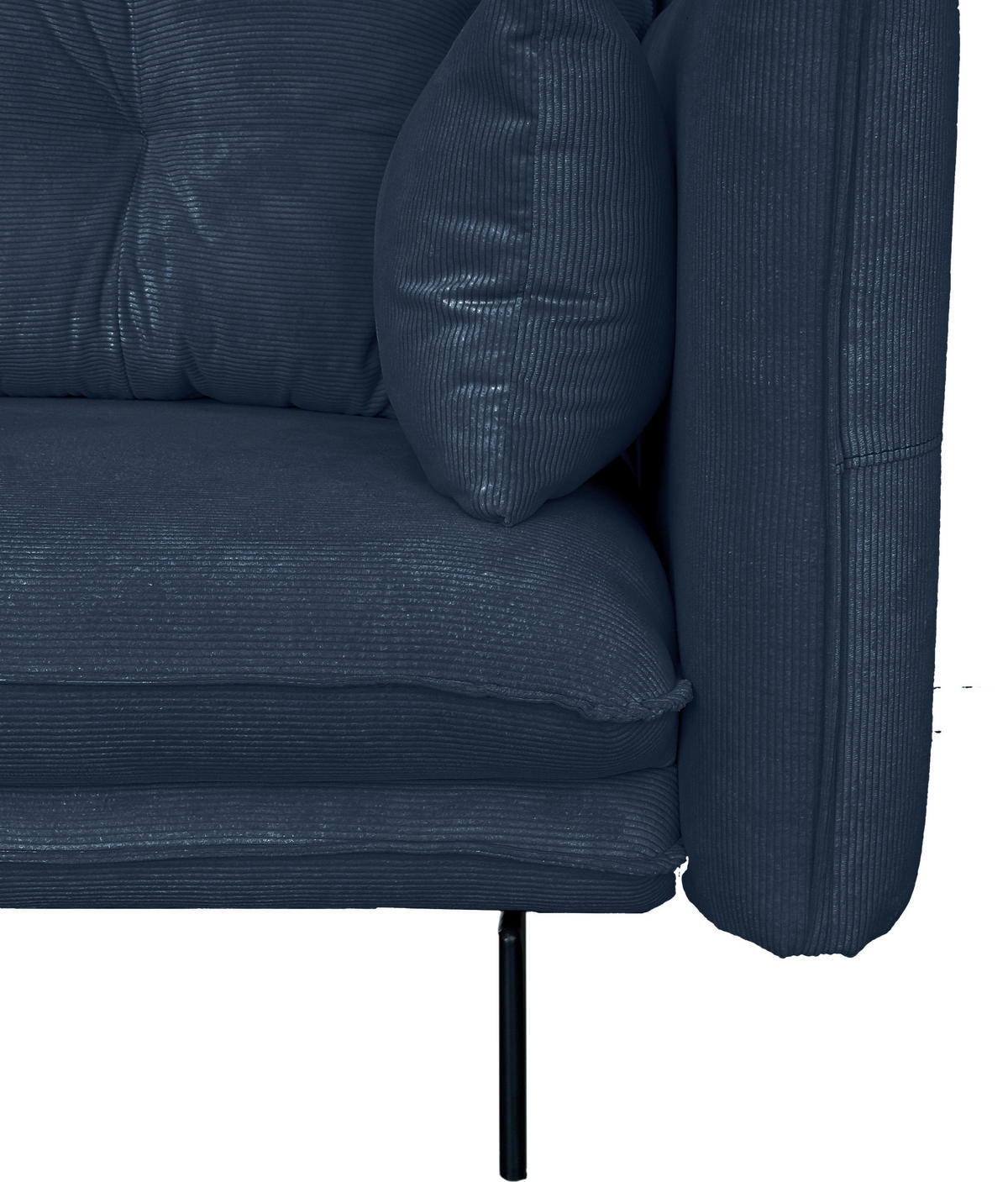 2-SITZER-SOFA in Cord Blau  - Blau/Schwarz, Design, Kunststoff/Textil (262/91/115cm) - MID.YOU