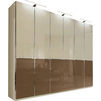 DREHTÜRENSCHRANK in Braun, Eichefarben, Beige  - Chromfarben/Eichefarben, Design, Glas/Holzwerkstoff (300/236/62cm) - Novel