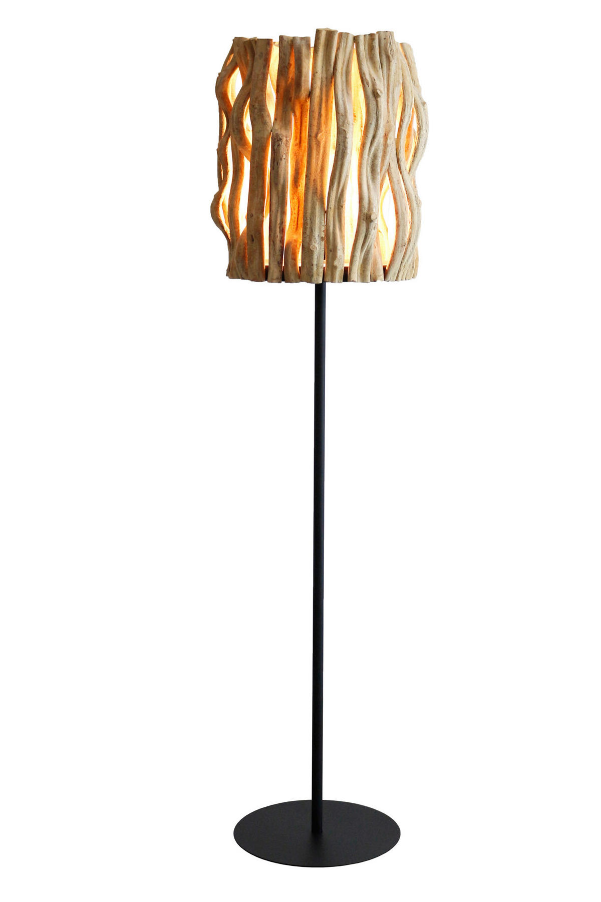 STEHLEUCHTE  33/140/33 cm   - Schwarz/Naturfarben, Design, Holz/Metall (33/140/33cm) - P & B