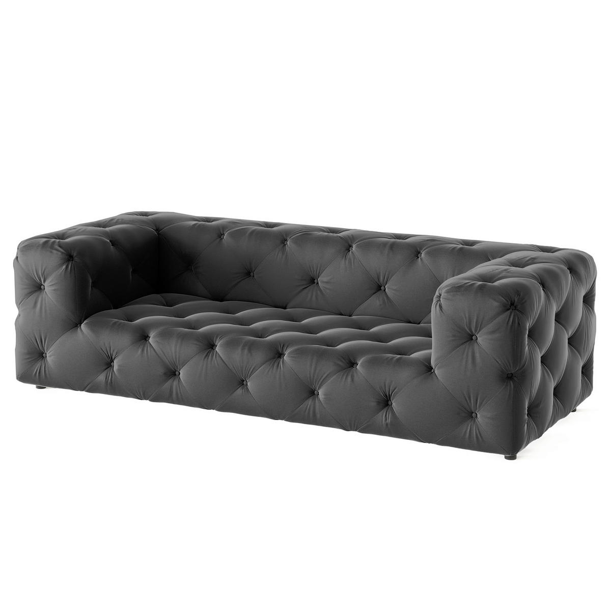 3-SITZER-SOFA Fresco in Samt Schwarz  - Schwarz, Design, Kunststoff/Textil (230/71/100cm) - P & B