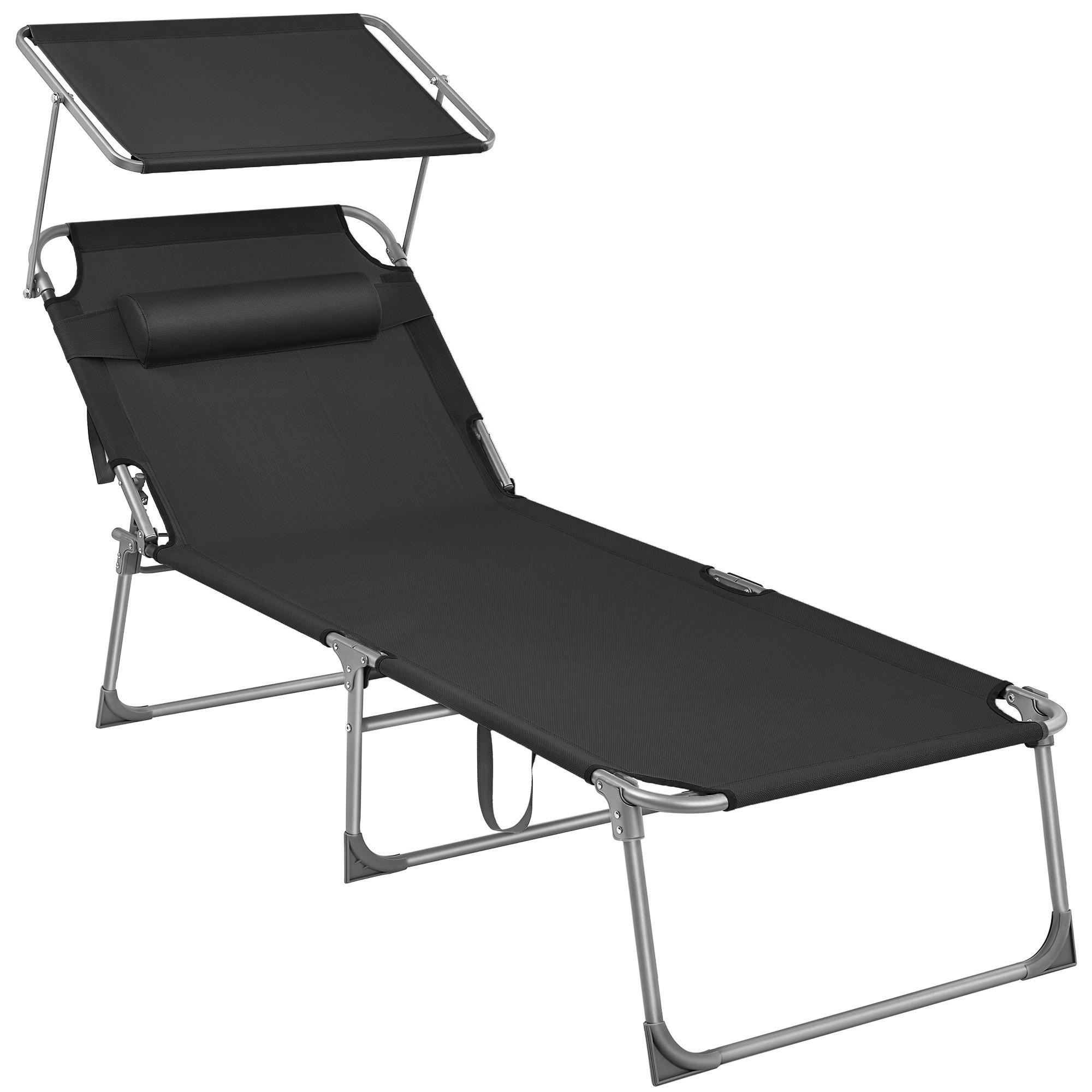 SONNENLIEGE 71/38/200 cm  - Schwarz, Basics, Textil/Metall (71/38/200cm) - Modante