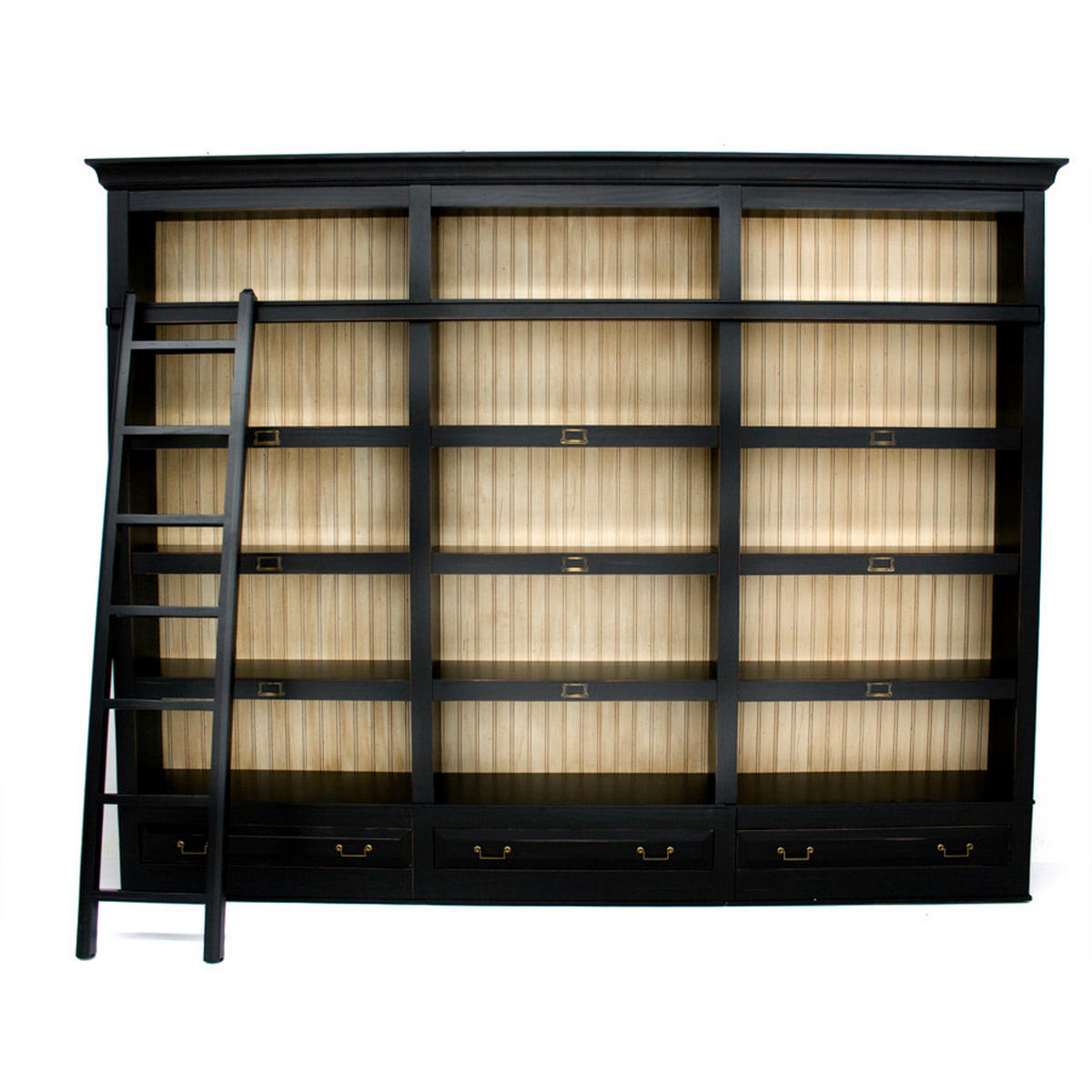 BÜCHERWAND Pinie teilmassiv Creme, Schwarz  - Creme/Schwarz, LIFESTYLE, Holz/Metall (311/238,5/46,5cm) - Livetastic