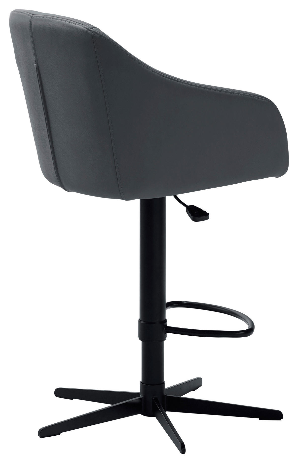 BARHOCKER Echtleder Blau, Schwarz Eisen Sitzfläche 360° drehbar, inklusive Armlehnen  - Blau/Schwarz, Design, Leder/Metall (54,5/88-108/53,5cm) - Cassando