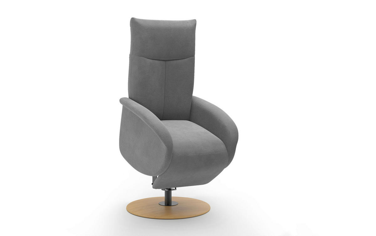 RELAXSESSEL GLENDALE E Flachgewebe Kopfteilverstellung, Rücken echt    - Eichefarben/Grau, KONVENTIONELL, Holzwerkstoff/Textil (75/112/82cm) - Sit & More