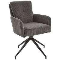 ARMLEHNSTUHL  in Eisen Cord  - Schwarz/Grau, Design, Textil/Metall (60/90/68cm) - Valdera