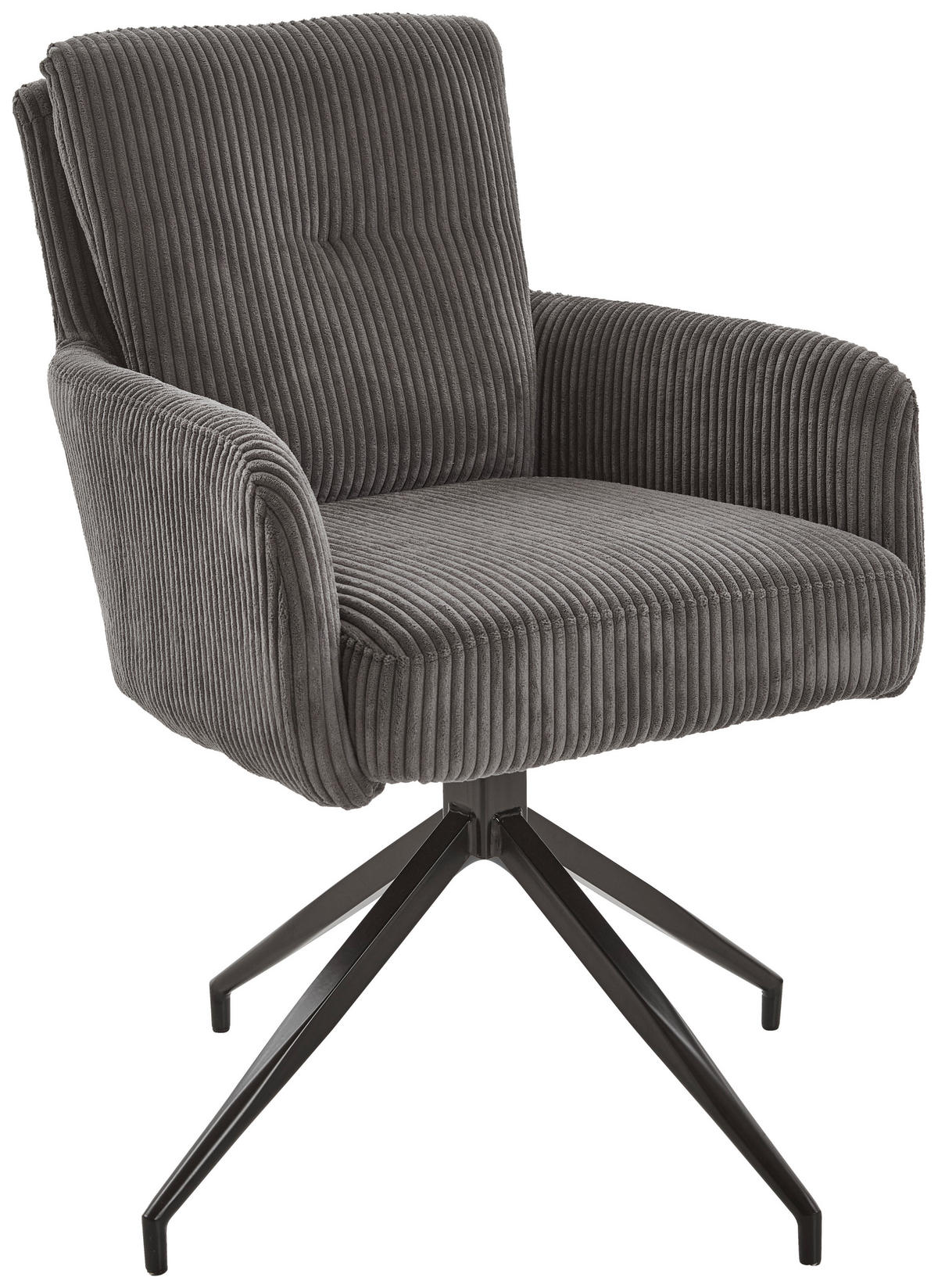 ARMLEHNSTUHL  in Eisen Cord  - Schwarz/Grau, Design, Textil/Metall (60/90/68cm) - Valdera