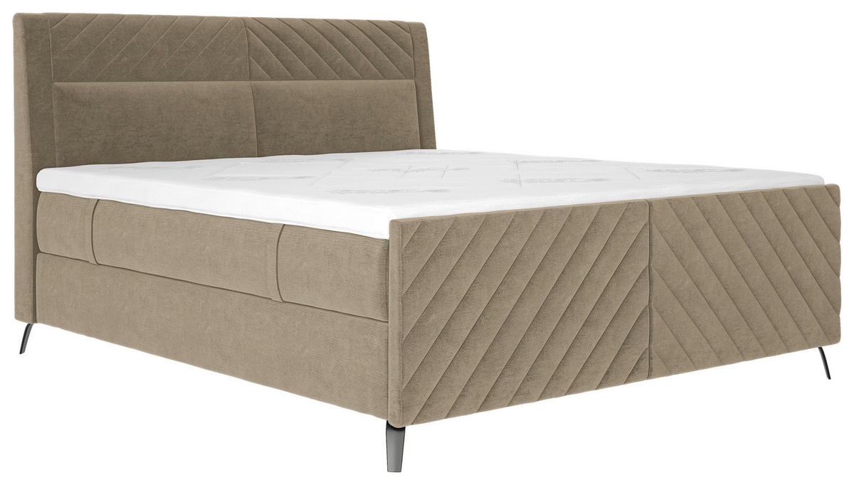 BOXSPRINGBETT 180/200 cm  in Cappuccino  - Schwarz/Cappuccino, Design, Textil/Metall (180/200cm) - Esposa