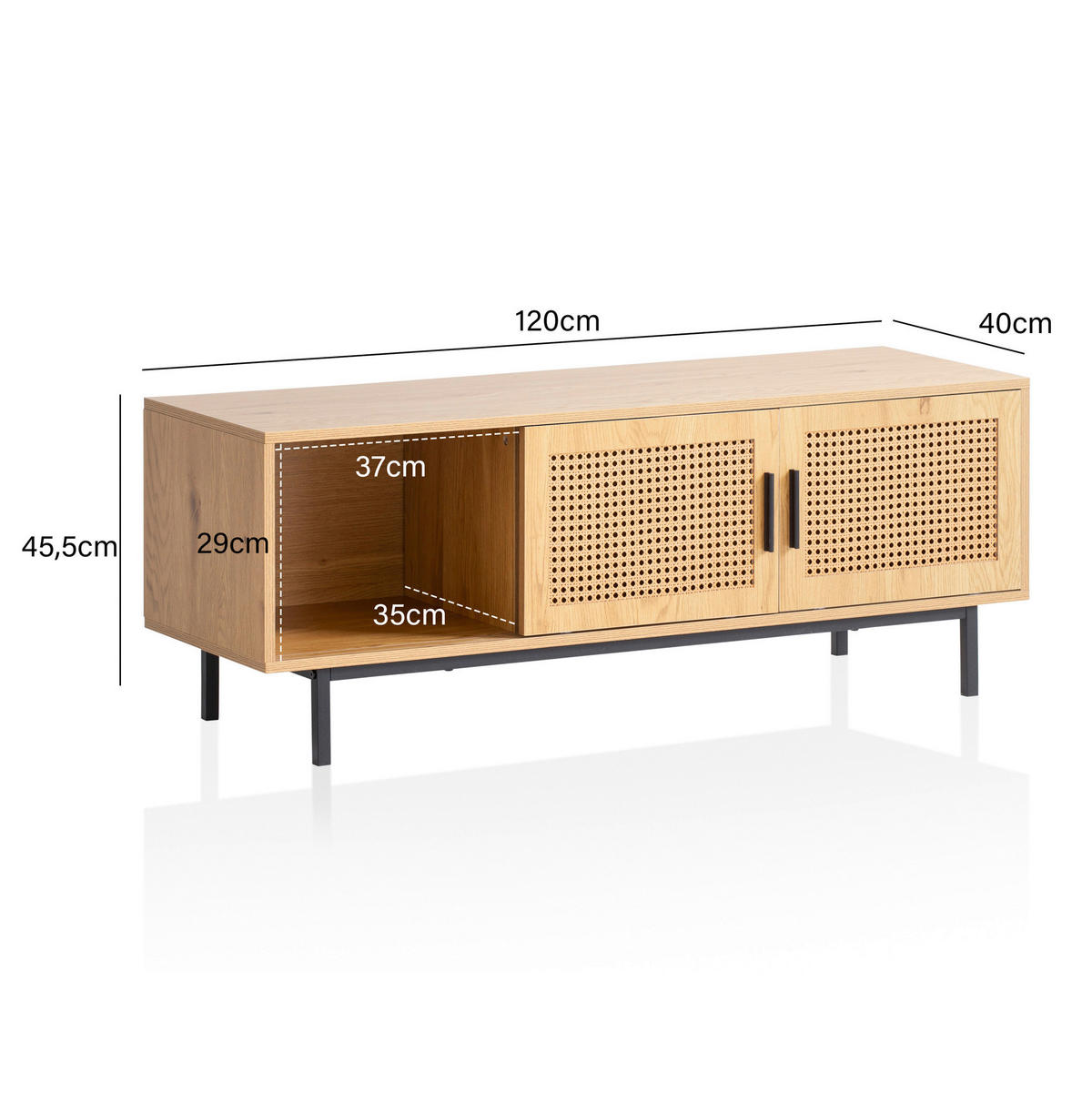 NIZKA OMARICA barve hrasta  - črna/barve hrasta, Konvencionalno, kovina/leseni material (120/46/40cm) - Livetastic