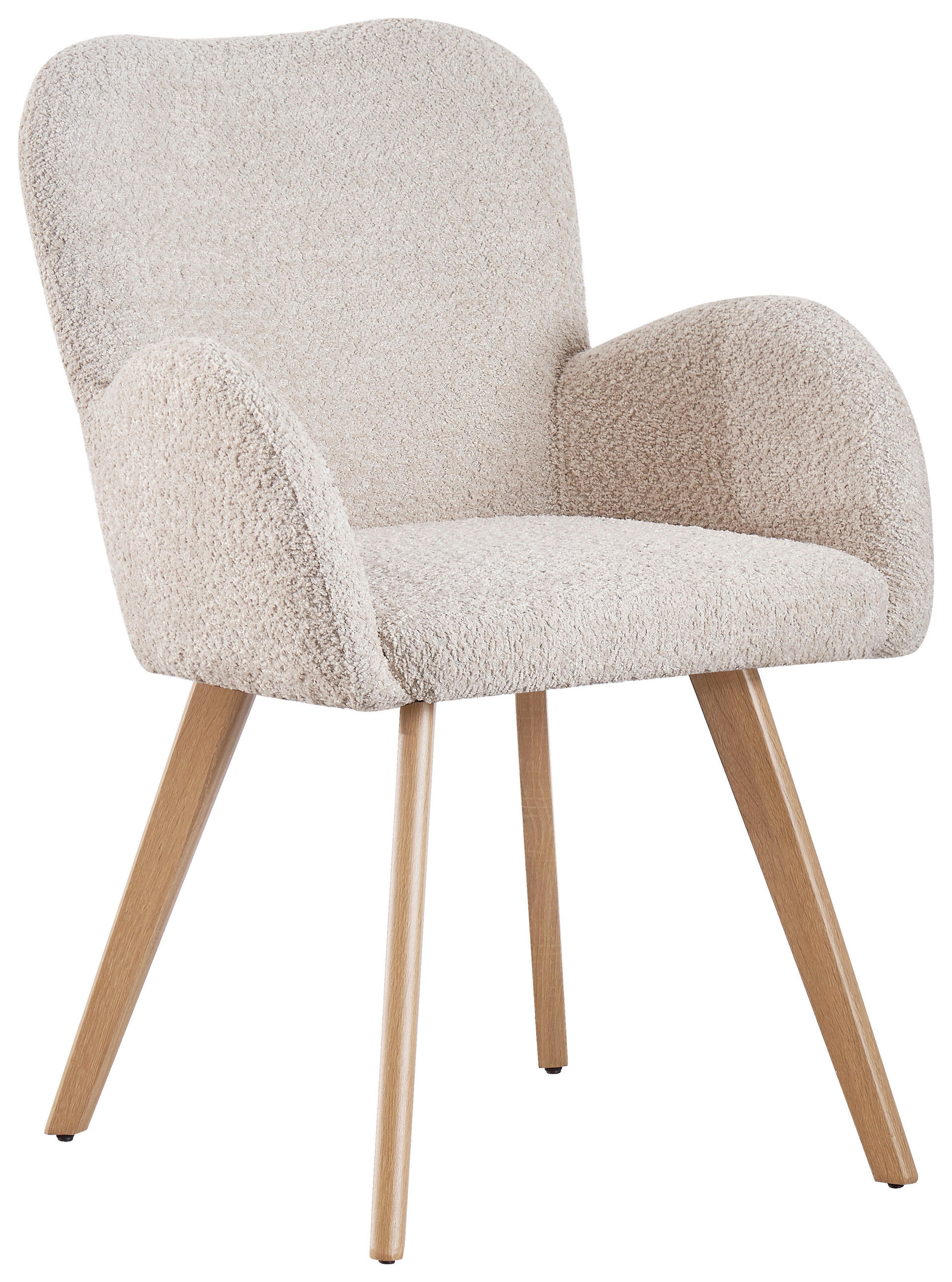 Mid.you Armlehnstuhl Boucle Eiche, Beige 57x85x63 cm