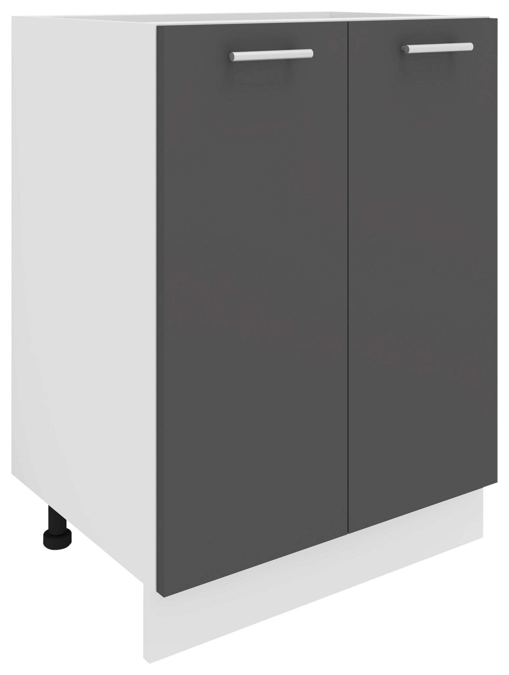 KÜCHENUNTERSCHRANK 60/82/46 cm  in Anthrazit, Weiß  - Anthrazit/Alufarben, KONVENTIONELL, Holzwerkstoff/Metall (60/82/46cm) - MID.YOU