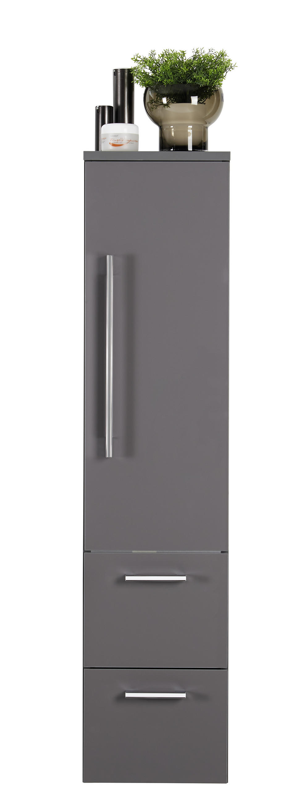 BOČNÁ SKRINKA, sivá, 30/130/30 cm - sivá/chrómová, Design, kov/kompozitné drevo (30/130/30cm) - Novel