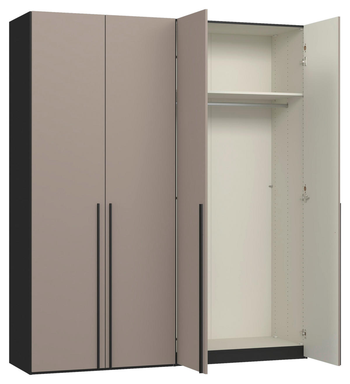 DREHTÜRENSCHRANK 203/236/59 cm,  in Schwarz, Hellbraun, 4-türig  - Hellbraun/Schwarz, Design, Holzwerkstoff/Metall (203/236/59cm) - Jutzler