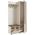 GARDEROBE 5-teilig  in 114/197/40 cm  - Kaschmir/Eichefarben, Design, Glas/Holzwerkstoff (114/197/40cm) - Xora