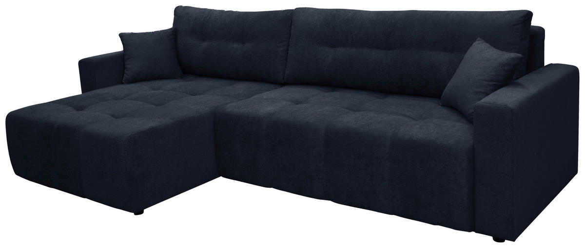 ECKSOFA LAGUNA in Frottee Dunkelblau  143/260 cm  - Schwarz/Dunkelblau, Design, Kunststoff/Textil (143/260cm) - MID.YOU