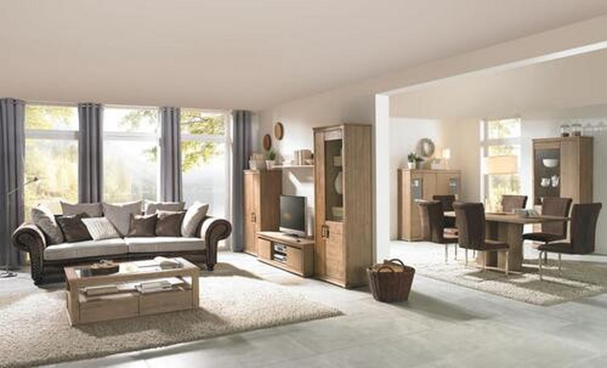 MEGA SOFA braon, bež  - braon/bež, Romantično / Seoski, tekstil/drvo (276/81/140cm) - Landscape