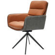ARMLEHNSTUHL  in Eisen Mikrofaser Echtleder pigmentiert  - Cognac/Anthrazit, Design, Leder/Textil (58/89/67cm) - Novel