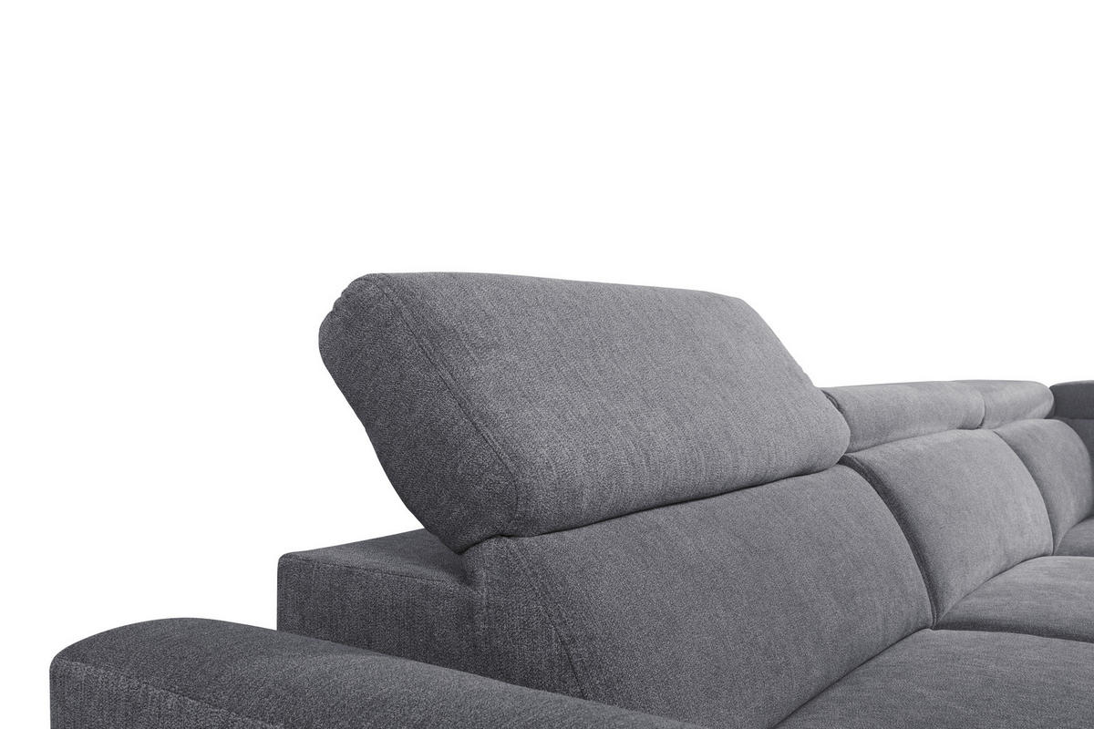 ECKSOFA in Velours Dunkelgrau  - Dunkelgrau/Schwarz, Konventionell, Textil/Metall (255/217cm) - MID.YOU