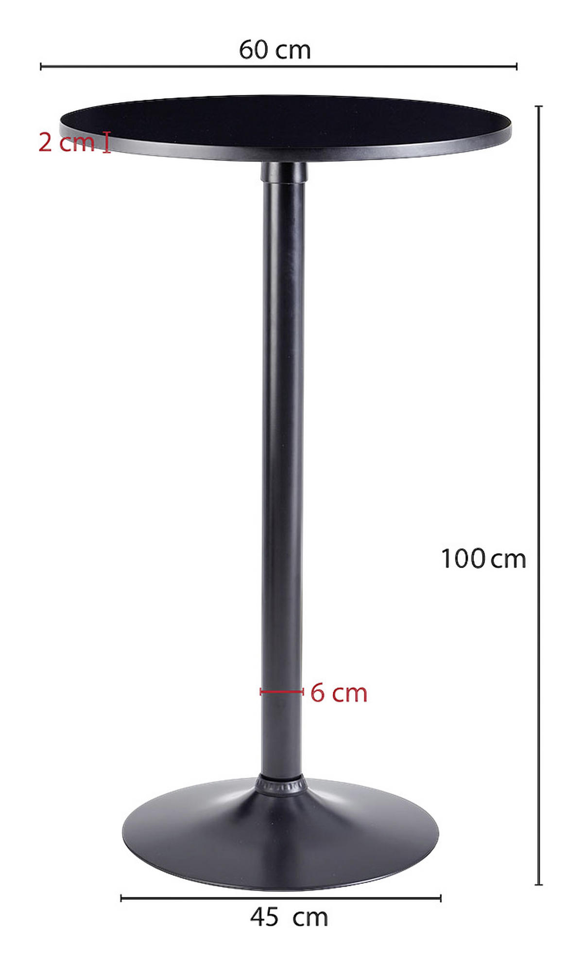 BISTROTISCH in Metall  - Schwarz, Modern, Holzwerkstoff/Metall (60/100cm) - MID.YOU