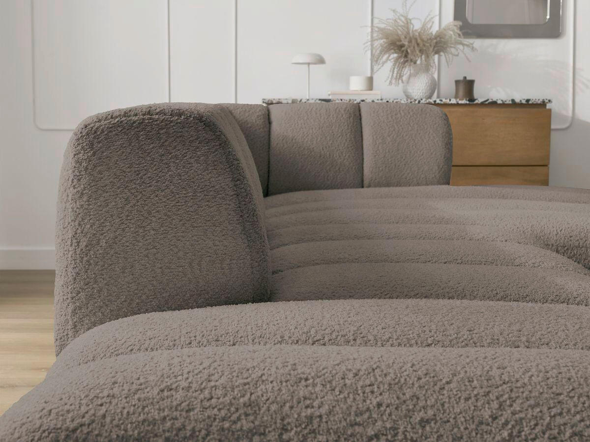 ECKSOFA Ottomane rechts  ANNECY Taupe Bouclé  - Taupe/Schwarz, MODERN, Kunststoff/Textil (262/170cm)