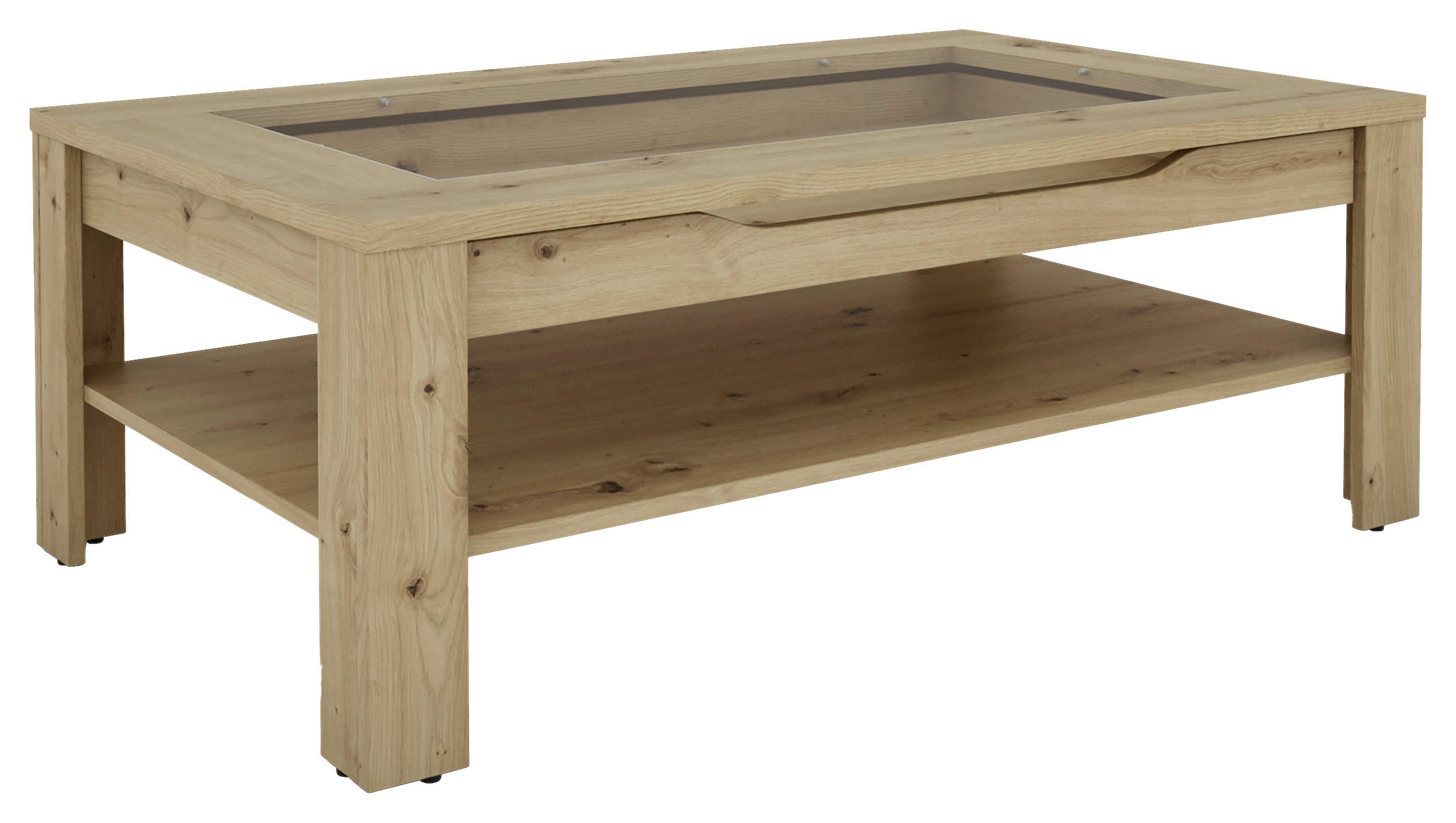COUCHTISCH Klarglas 110/43/67 cm rechteckig Eiche Artisan  - Eiche Artisan, Basics, Glas/Holzwerkstoff (110/43/67cm) - MID.YOU