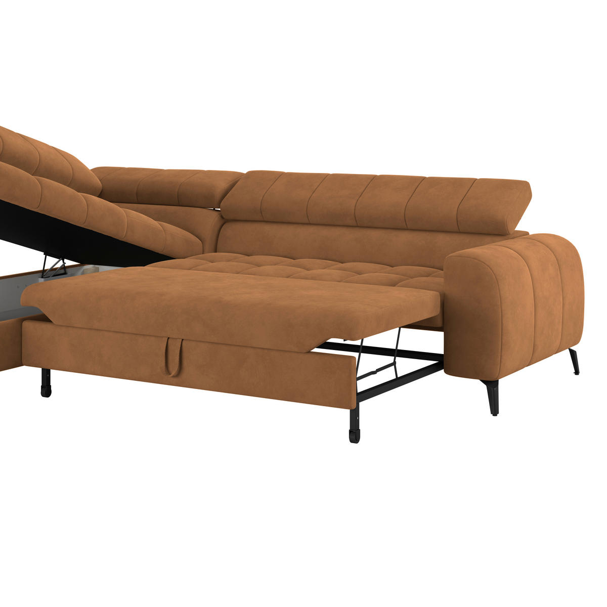 ECKSOFA in Braun  - Schwarz/Braun, Trend, Kunststoff/Textil (203/261cm) - Livetastic
