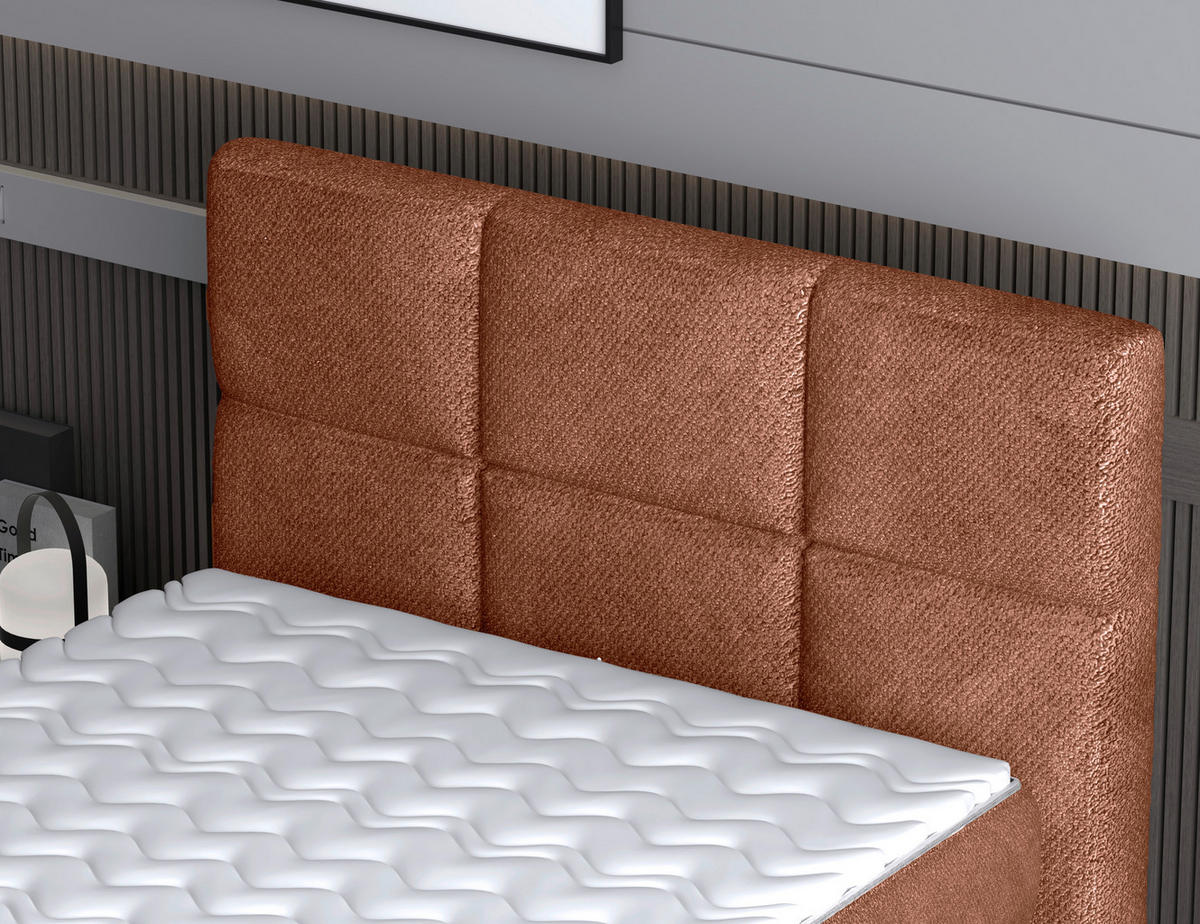BOXSPRINGBETT 120/200 cm,  in Orange, Matratze, Topper, motorische Verstellbarkeit, Fernbedienung, H3 = fest  - Schwarz/Orange, KONVENTIONELL, Holz/Kunststoff (120/200cm) - Chameo
