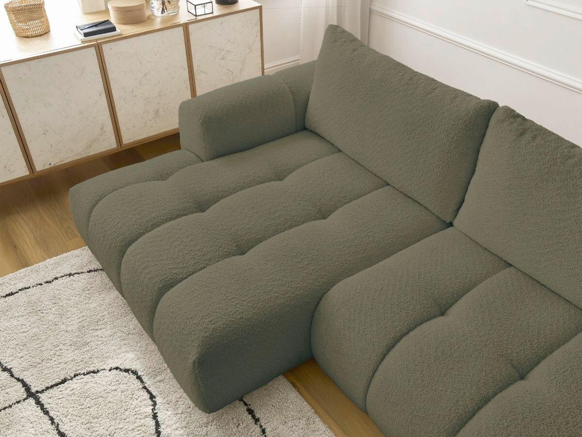 ECKSCHLAFSOFA FUJI Bouclé Grün  inkl.  - Schwarz/Grün, MODERN, Kunststoff/Textil (160/292cm)