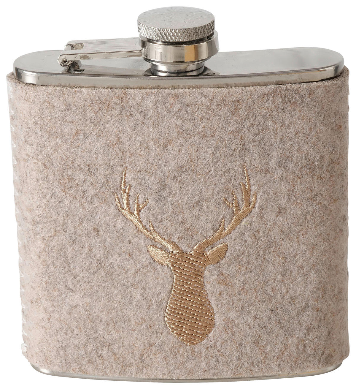 TRINKFLASCHE  - Silberfarben/Grau, KONVENTIONELL, Textil/Metall (9,2/3/11cm)