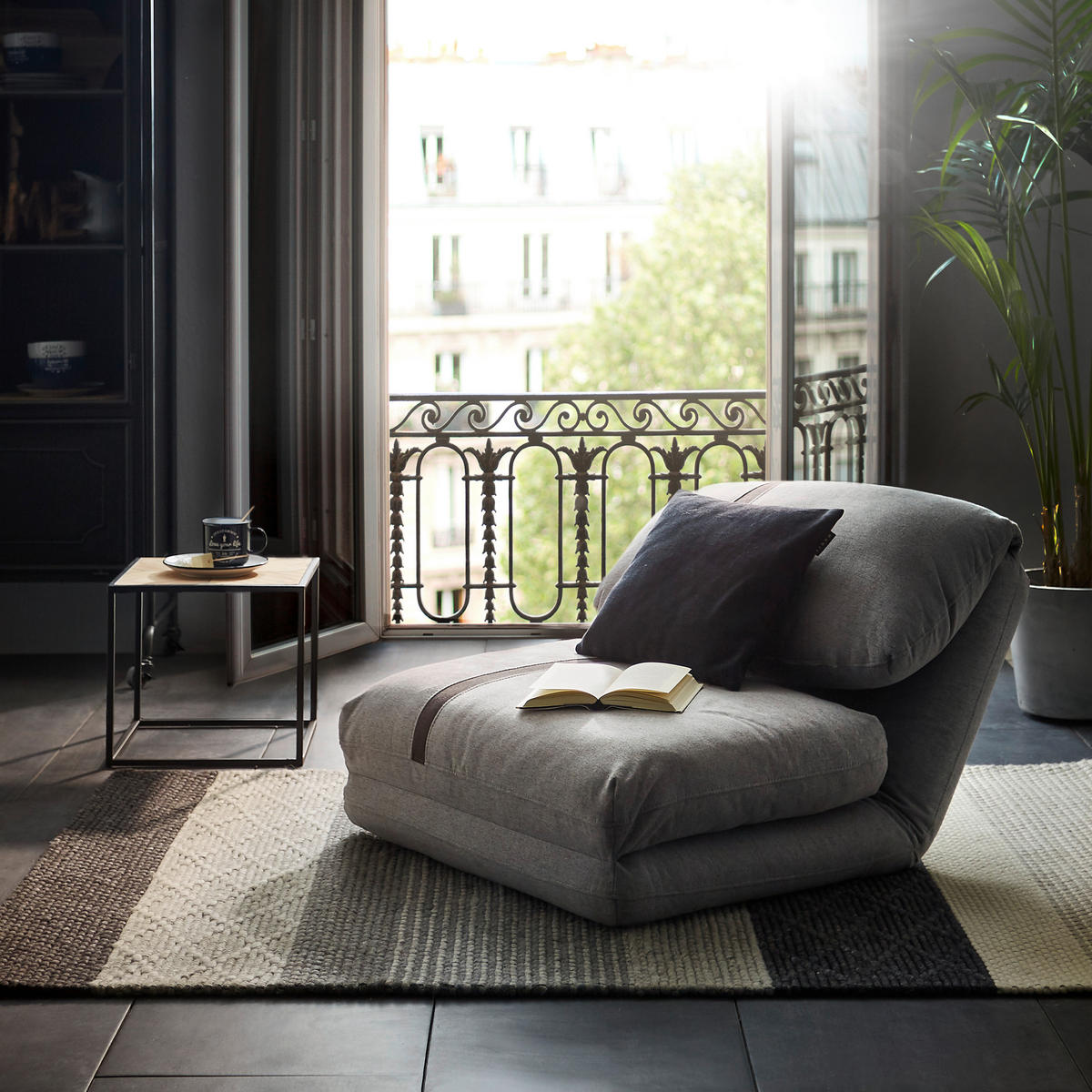 SCHLAFSESSEL  in Webstoff Hellgrau  - Dunkelgrau/Hellgrau, Design, Textil (78/58/82cm) - Livetastic