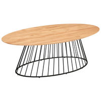 COUCHTISCH Eiche massiv oval Naturfarben, Schwarz  - Schwarz/Naturfarben, Design, Holz/Metall (120/40/65cm) - MID.YOU
