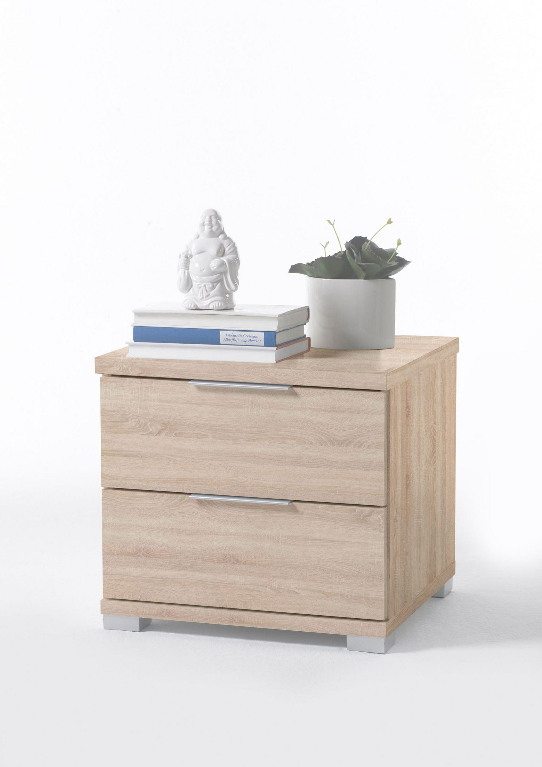 NOĆNI ORMARIĆ hrast Sonoma   - srebrne boje/boje hrasta, Design, drvni materijal/plastika (46/43/42cm) - Boxxx