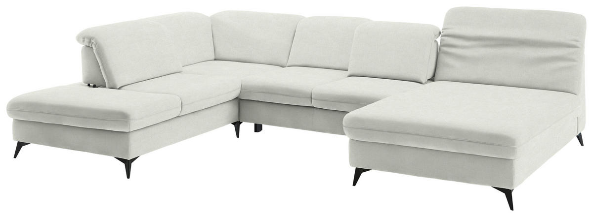 WOHNLANDSCHAFT  in Chenille Naturfarben  - Schwarz/Naturfarben, Design, Textil/Metall (255/369/198cm) - Beldomo Style