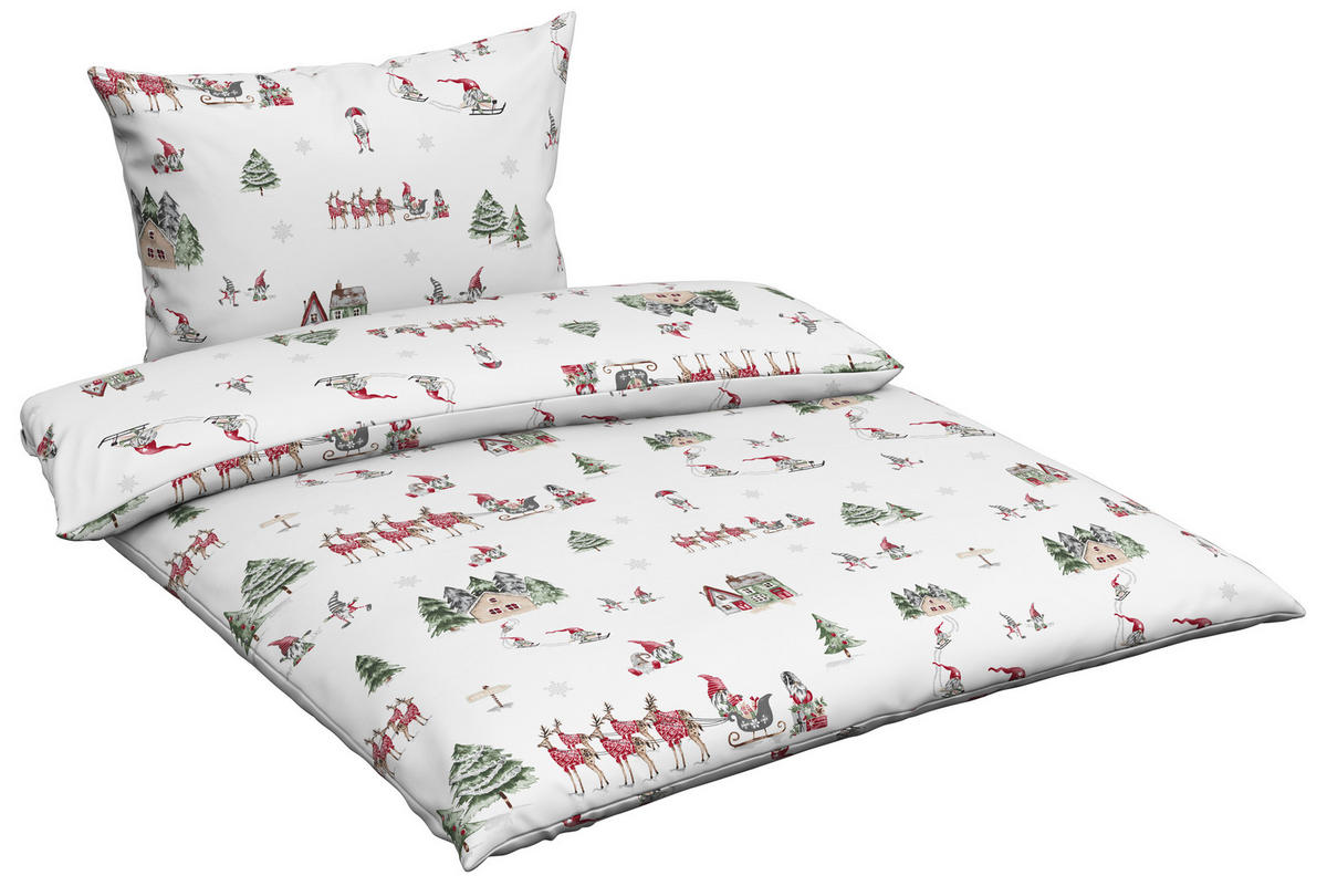 POSTEĽNÁ BIELIZEŇ, flanel, zelená, viacfarebná, červená, biela, 140/200 cm - viacfarebná/biela, Konventionell, textil (140/200cm) - Esposa