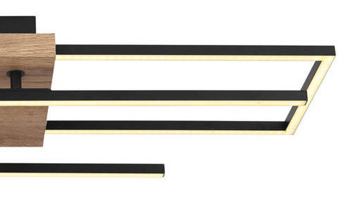 LED-DECKENLEUCHTE 24 W    80/20/11,5 cm  - Dunkelbraun/Opal, Design, Holzwerkstoff/Kunststoff (80/20/11,5cm) - Globo