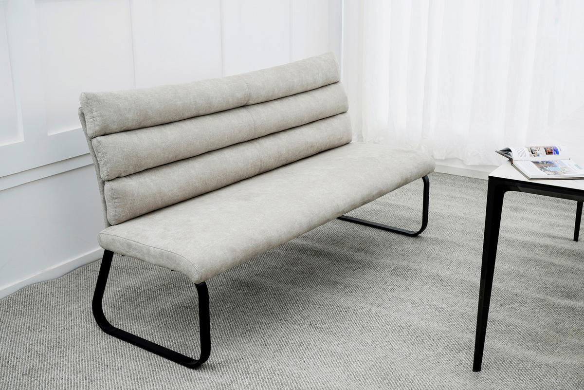 SITZBANK 180/94,5/70 cm Webstoff Taupe  - Taupe/Schwarz, Design, Textil/Metall (180/94,5/70cm) - Novel