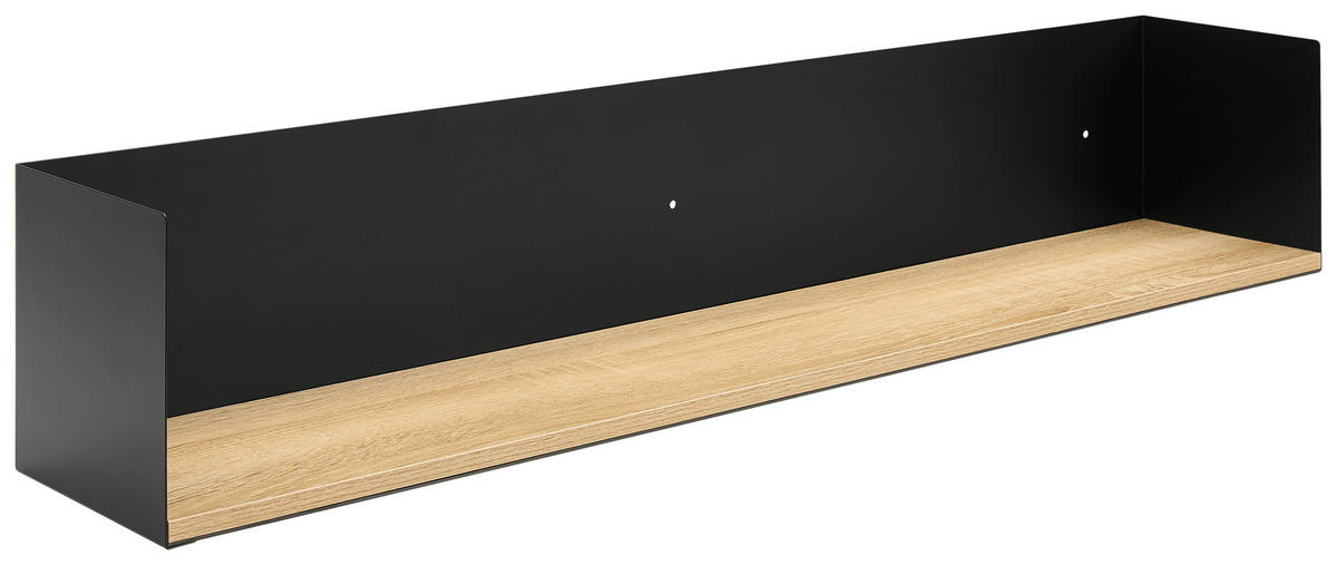 WANDREGAL Tanne furniert Naturfarben, Schwarz  - Schwarz/Naturfarben, Design, Holz/Holzwerkstoff (100/18/18cm) - MID.YOU