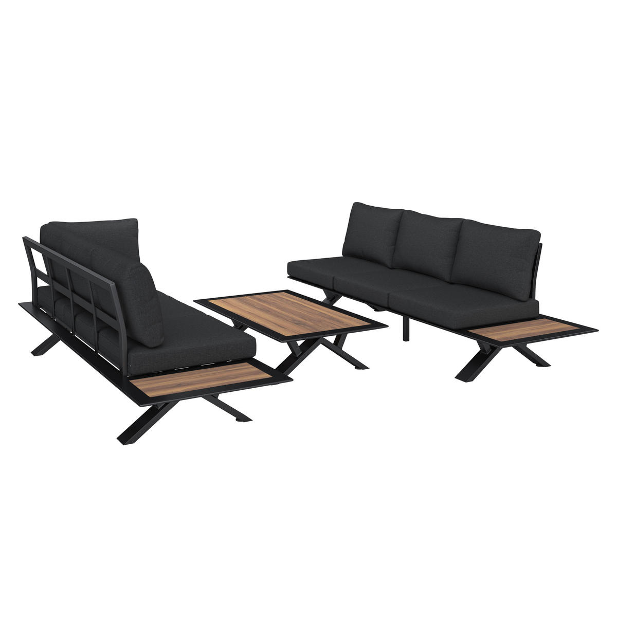LOUNGE GARNITURA  tamno siva, boje tikovine   - boje tikovine/tamno siva, Moderno, drvo/metal (232/306cm) - Ambia Garden