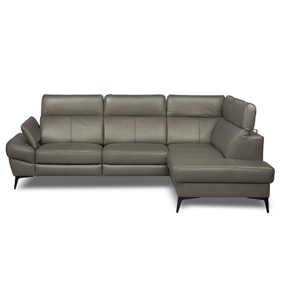ECKSOFA Lederlook Echtleder Schlammfarben  - Schlammfarben/Schwarz, Design, Leder/Textil (264/211cm) - Livetastic