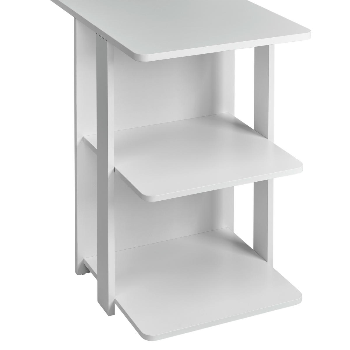 KOTNA PISALNA MIZA kovina, leseni material bela  - bela, Moderno, kovina/leseni material (140/75/140cm) - MID.YOU