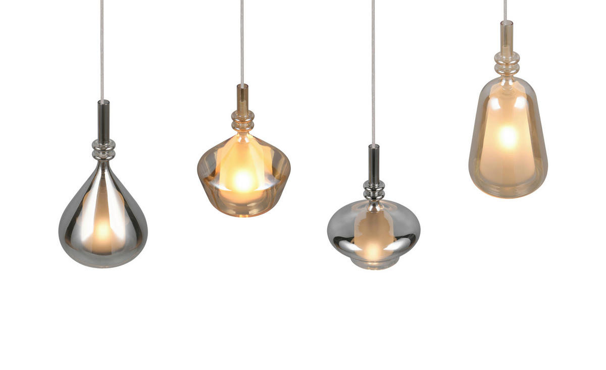 PENDELLEUCHTE ALDEA 65/9/200 cm  - Chromfarben/Hellbraun, Trend, Glas/Metall (65/9/200cm) - Trio Leuchten