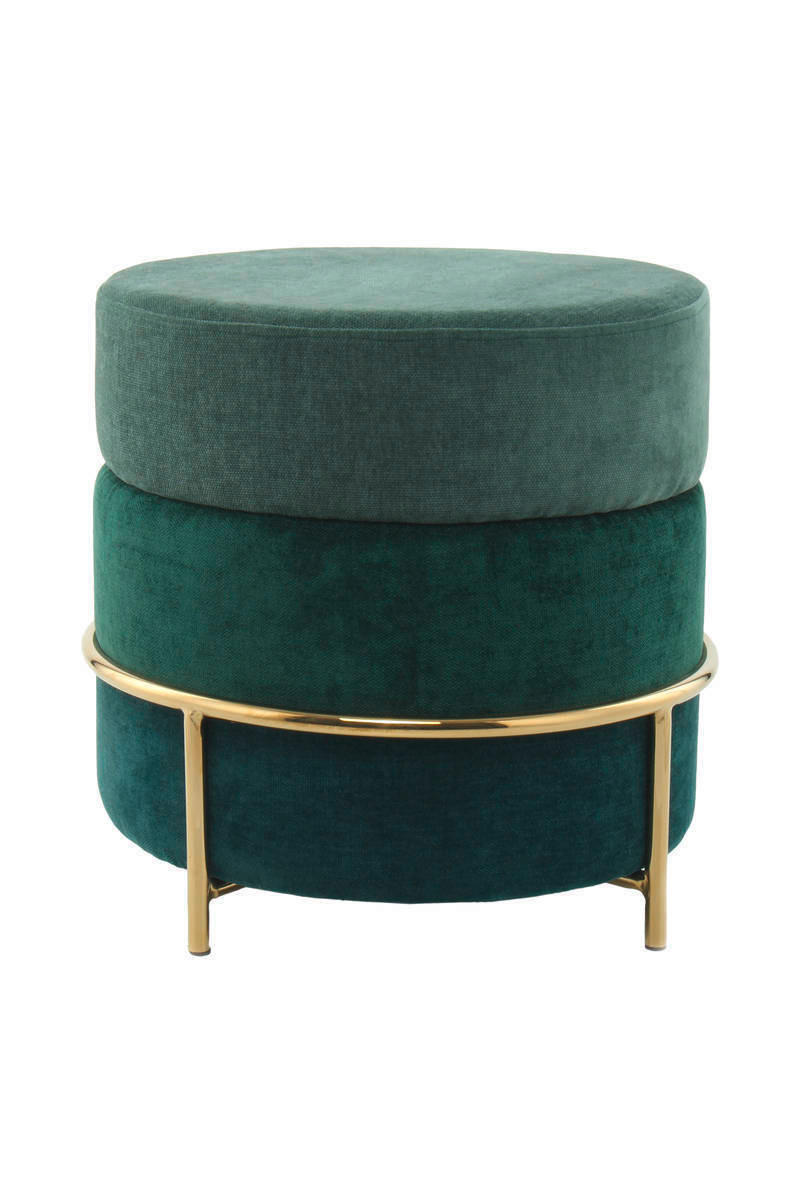 HOCKER Struktur Grün, Goldfarben  - Goldfarben/Grün, Basics, Textil/Metall (48,5/46/48,5cm) - Kayoom