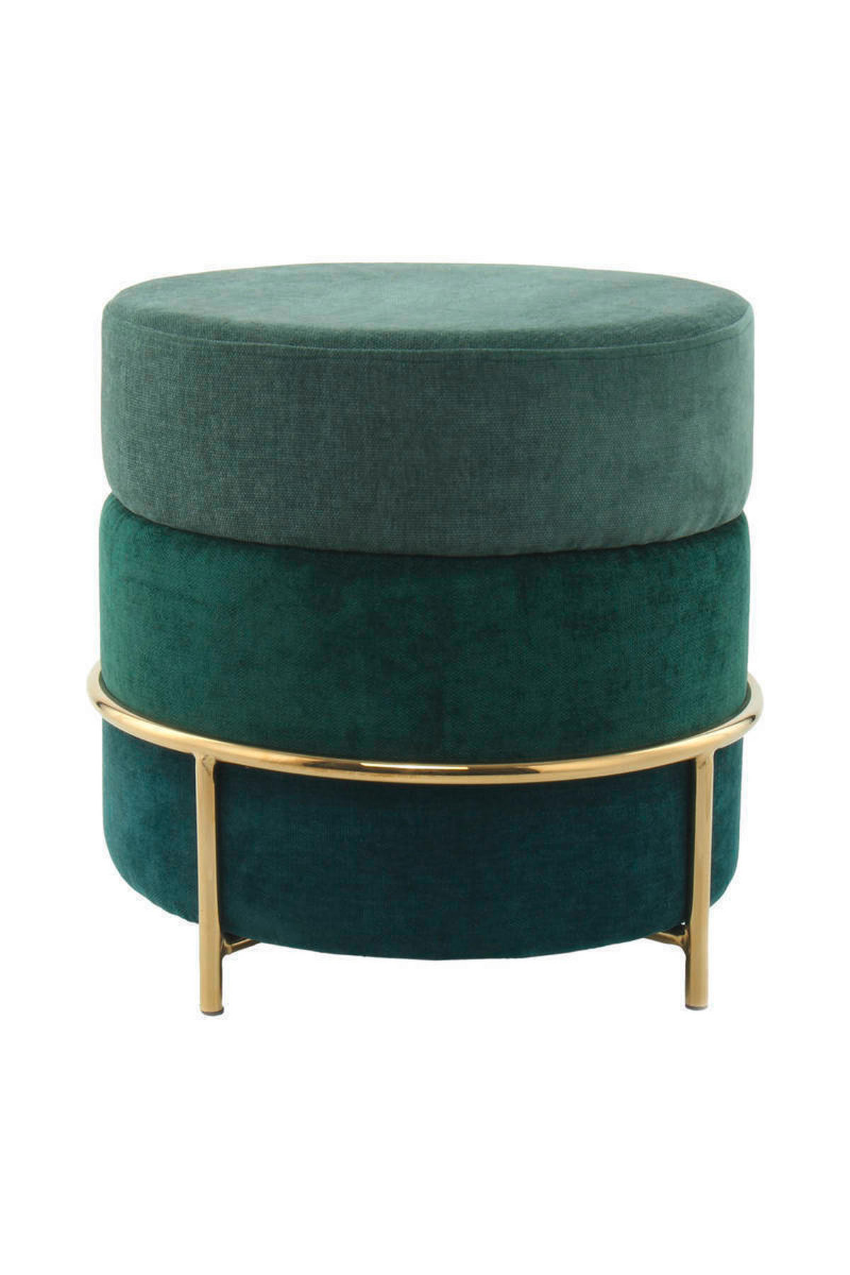 HOCKER in Metall, Textil, Holzwerkstoff Grün, Goldfarben  - Goldfarben/Grün, Basics, Holzwerkstoff/Textil (48,5/46/48,5cm) - Kayoom