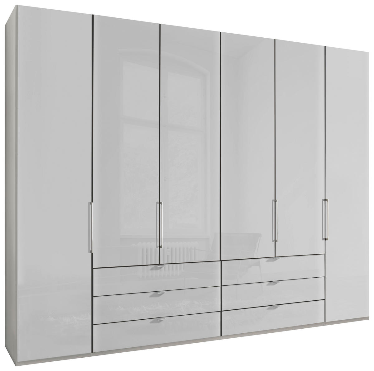 DREHTÜRENSCHRANK  in Weiß  - Chromfarben/Weiß, KONVENTIONELL, Glas/Holzwerkstoff (300/216/58cm) - Dieter Knoll