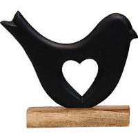 PASĂRE DECORATIVĂ - culoare natur/negru, Lifestyle, lemn/metal (12/5/14cm)