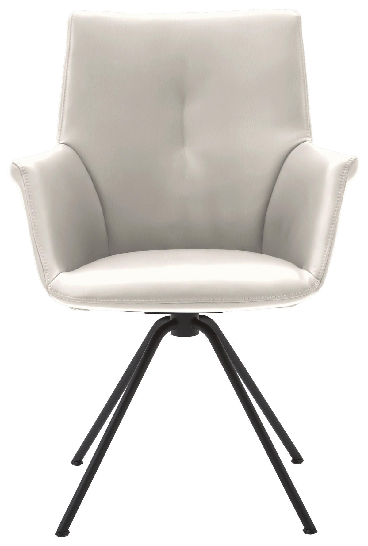 ARMLEHNSTUHL  in Stahl Echtleder pigmentiert  - Beige/Schwarz, Design, Leder/Metall (60/90/61cm) - Dieter Knoll