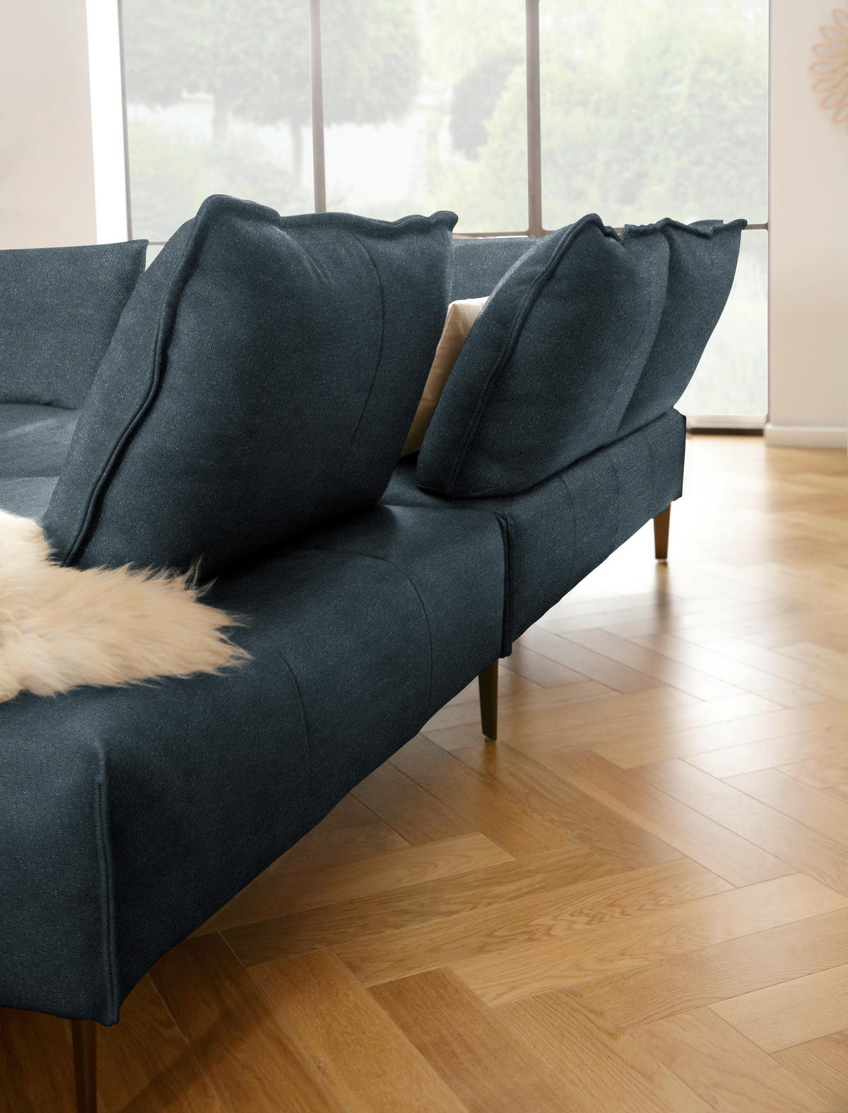 ECKSOFA in Webstoff Dunkelblau  340/272 cm  - Schwarz/Dunkelblau, MODERN, Textil/Metall (340/272cm) - W.Schillig