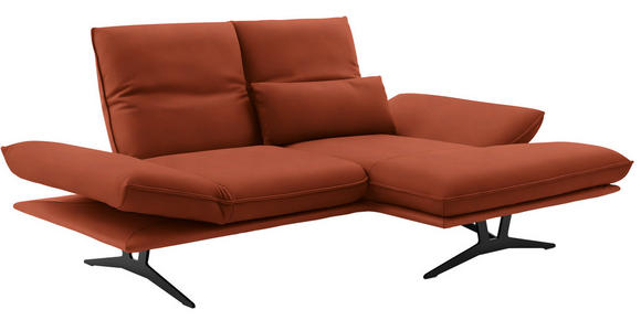 ECKSOFA in Echtleder Orange  - Schwarz/Orange, Design, Leder/Metall (210/130cm) - Dieter Knoll