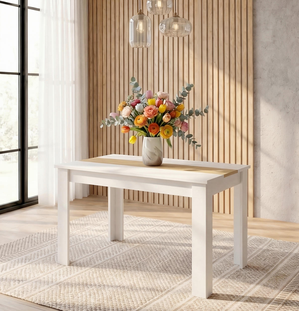 ÉTKEZŐASZTAL - méztölgy színű/fehér, Modern, faalapú anyag (140/80/75cm) - MID.YOU